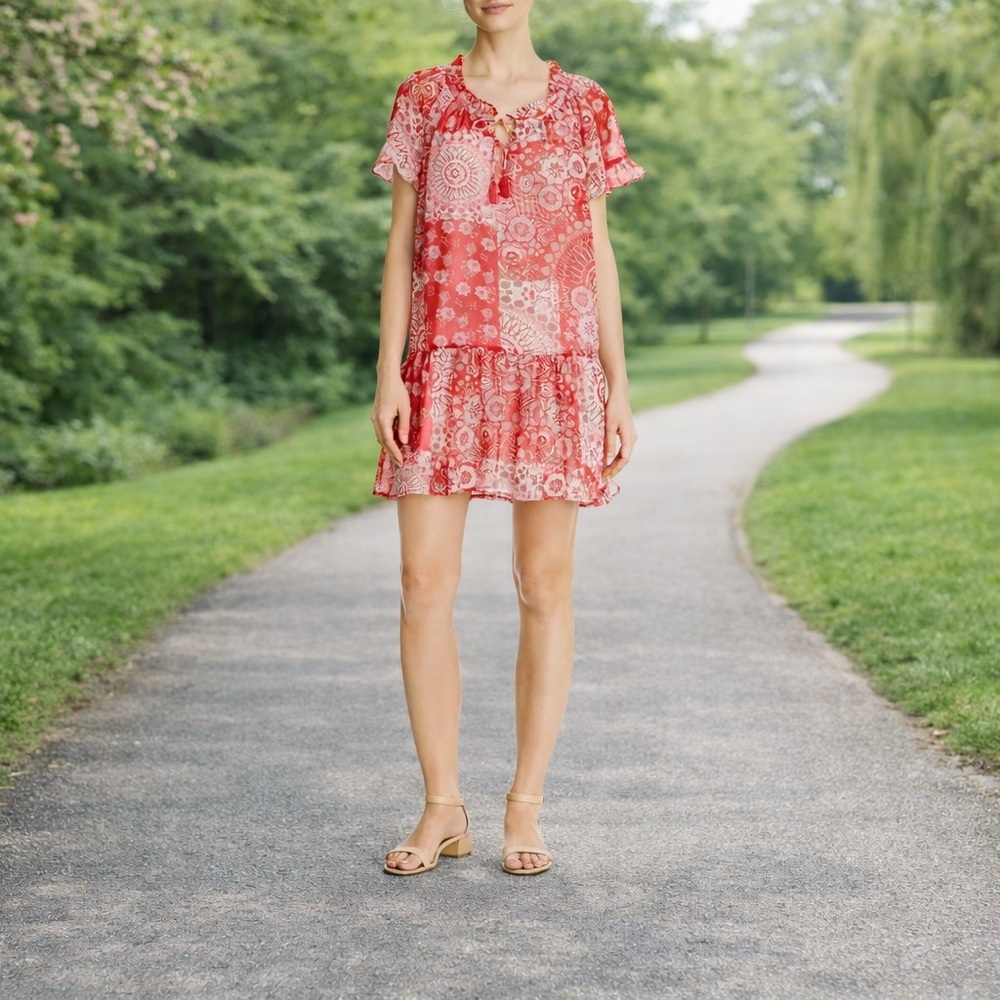 BELTAINE PATCHWORK PRINT DRESS